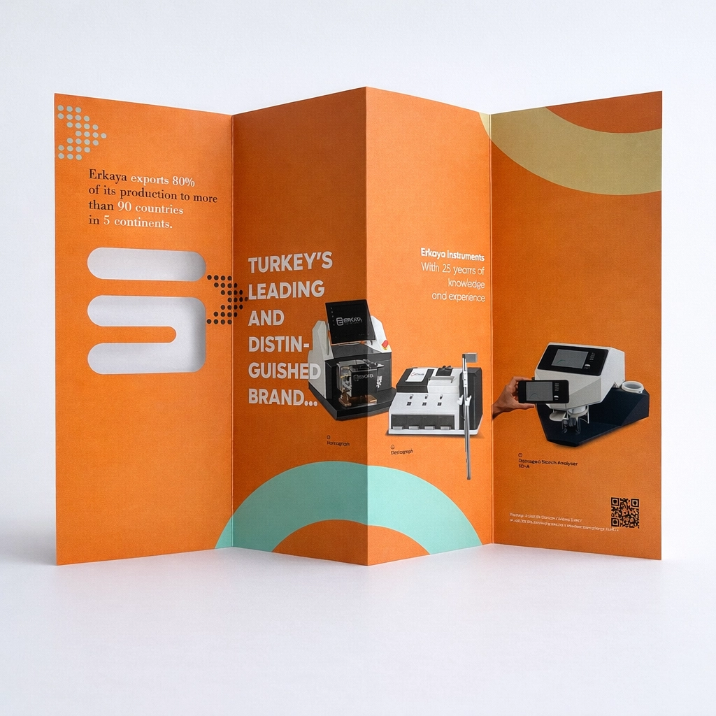 Ürün tanıtım broşür örneği - içe katlamalı broşür baskı